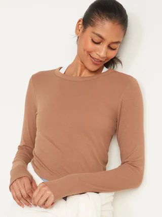 UltraLite Long-Sleeve Crew-Neck Ribbed Cropped Top for Women | Old Navy (US)