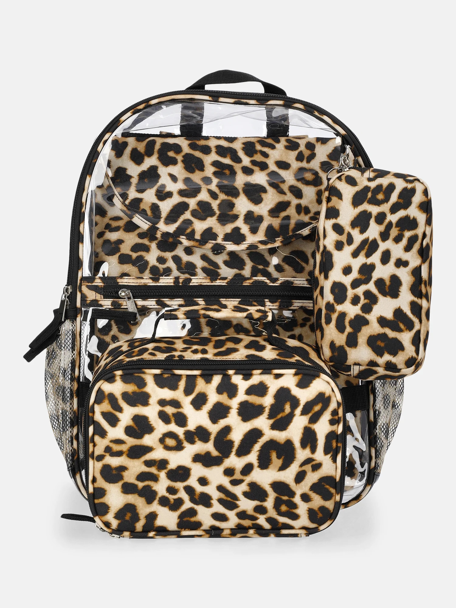 Wonder Nation Kids' Clear Cheetah Print 17" Backpack, Lunch Tote, Laptop Sleeve and Pouch Set, 4-... | Walmart (US)