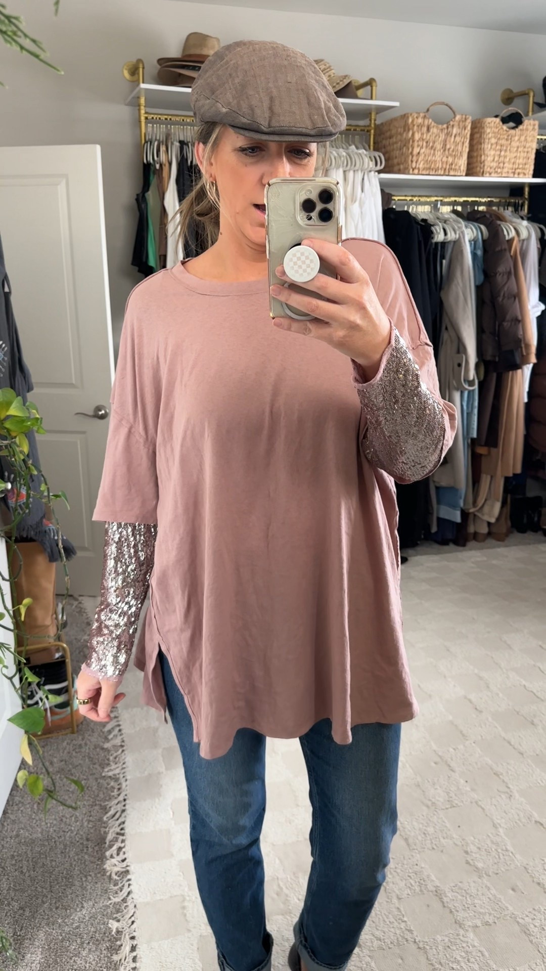 Large top, 30 long jeans, 11 reg pumps 

#LTKHoliday #LTKTall #LTKOver40