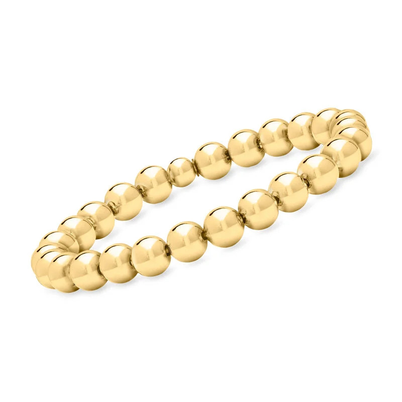 Italian 8mm 18kt Gold Over Sterling Bead Stretch Bracelet | Ross-Simons