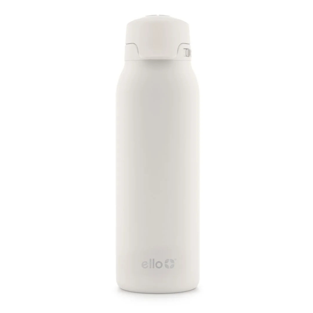 Ello Flip & Fill 32 oz Stainless Steel Water Bottle with Flip-Top Lid and Straw, Cream - Walmart.... | Walmart (US)
