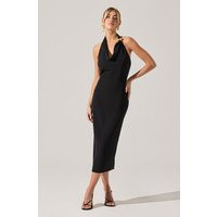 ASTR the Label | Alanna Halter Cowl Neck Midi Dress in Black | Size L | ASTR The Label (US)