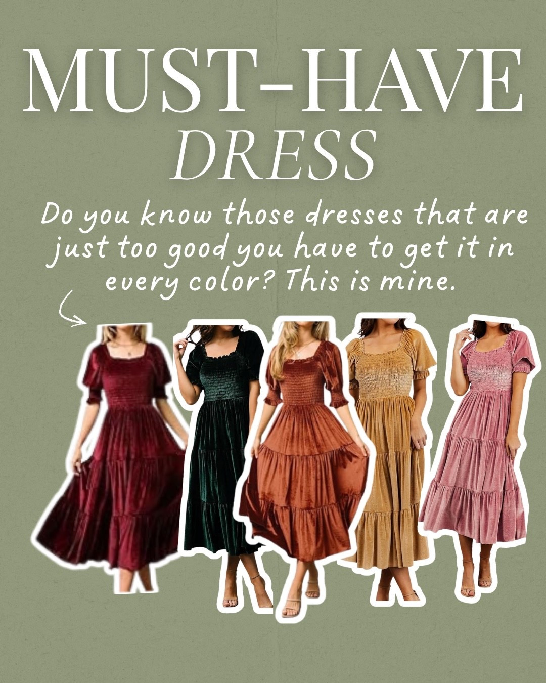 My favorite dress! It’s just one of those dresses that I love so much, I’ve collected every color over the last few years. It is so cozy! I love the velvet and the rushed fit with the flowy bottom! I wear it on and off the shoulder! It gorgeous! I get compliments on it all the time. ize down though. #dress #fashion #musthave #velvetdress

Follow my LTK @easefullyliving on the @shop.LTK app to view this post and get my exclusive app-only content!

#liketkit 
@shop.ltk
https://liketk.it/68YFG 

#LTKTall #LTKgrwm #LTKootd