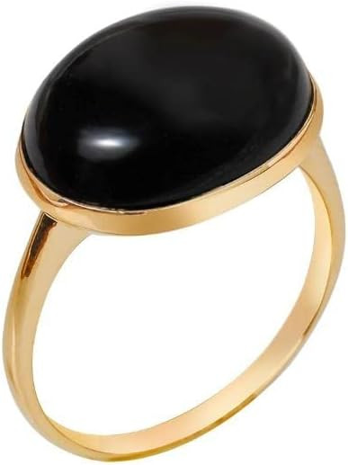 YoTreasure 14K Gold Over 925 Silver Rainbow Moonstone Labradorite Black Onyx Oval Shaped Ring Jew... | Amazon (US)