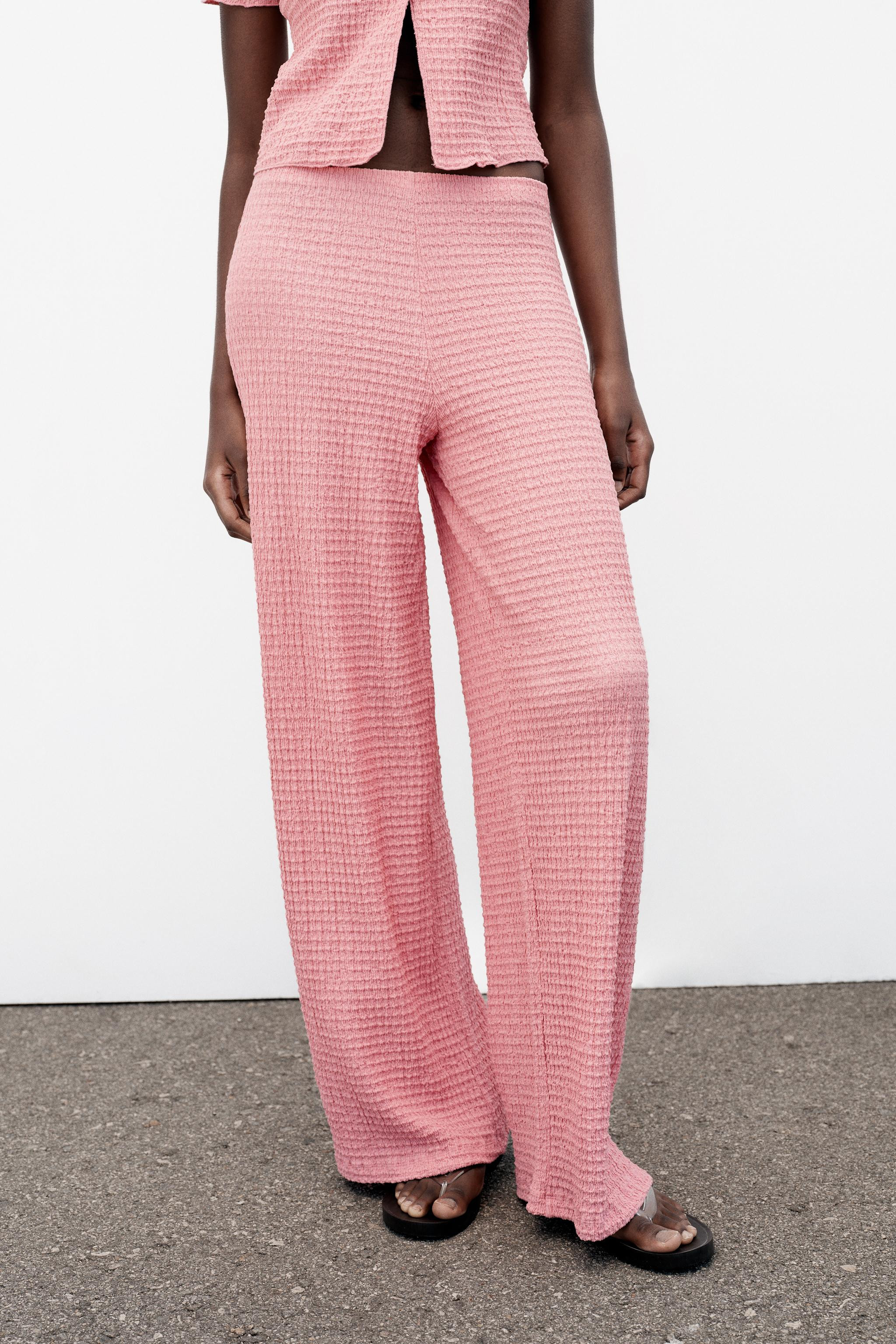 TEXTURED STRAIGHT-LEG TROUSERS | Zara UK