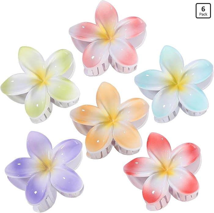 CHANDAT Flower Hair Clips 6 PCS Hawaiian Claw Clips for Vacation Hibiscus Hair Claw Clips Cute La... | Amazon (US)