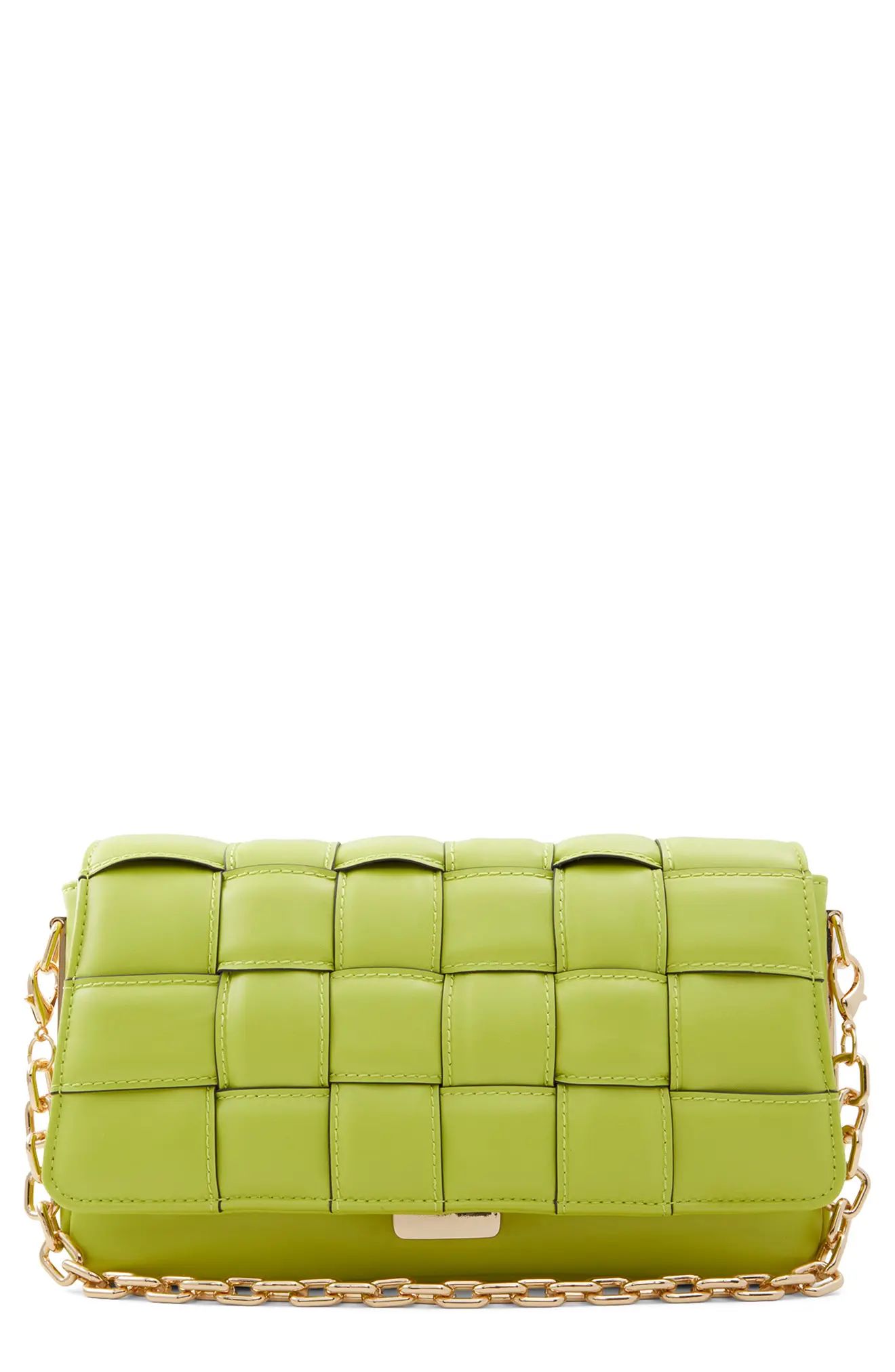 ALDO Wynonna Woven Faux Leather Flap Shoulder Bag in Green at Nordstrom | Nordstrom