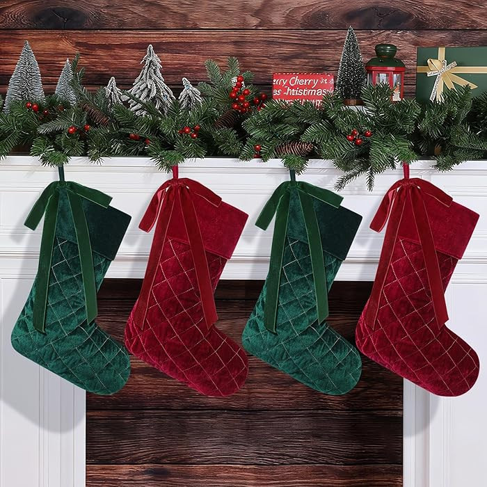 Olgaa Christmas Stockings Set of 4 Luxury Personalized Vintage Velvet 18 Inches Large Size with B... | Amazon (US)