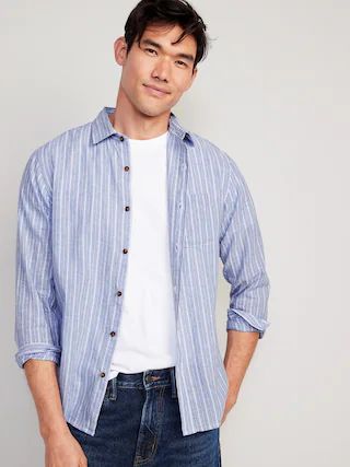 Regular-Fit Everyday Non-Stretch Linen-Blend Shirt for Men | Old Navy (US)