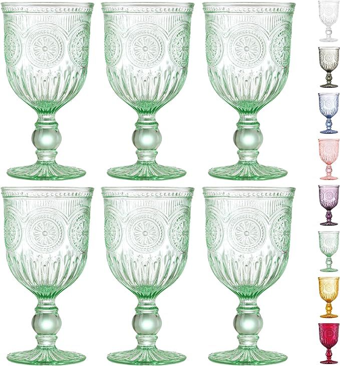 Yungala Green Wine Glasses set of 6 green goblets for lovers of green glassware or colored glassw... | Amazon (US)