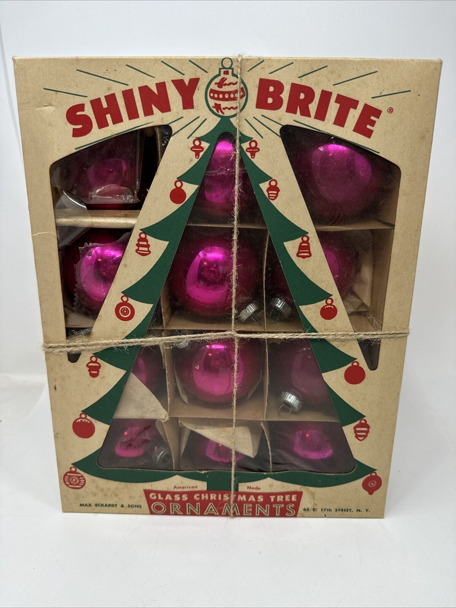 Vtg Lot 12 Shiny Brite Cerise Hot Pink Christmas Ornaments In Shiny Brite Box  | eBay | eBay US