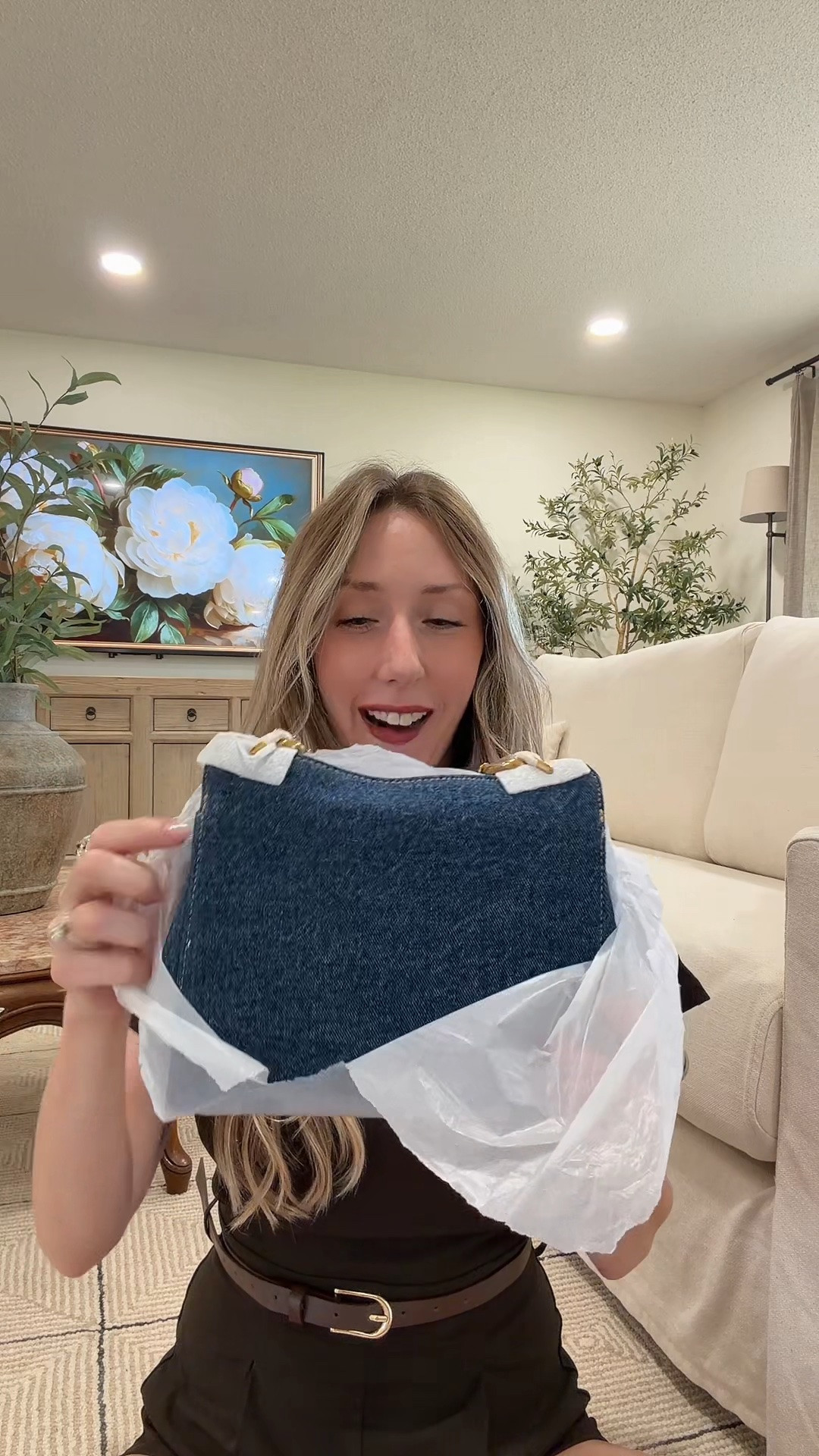 Denim top handle bag from Amazon for fall