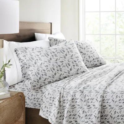 Riesel 100% Cotton Rose Bunch Pattern Flannel Sheet Set | Wayfair North America