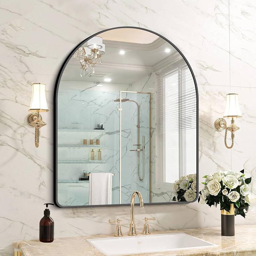 FORBATH Arched Bathroom Mirror 30x36 Inch, Bathroom Mirror Wall Mounted Modern Black Aluminum Fra... | Amazon (US)