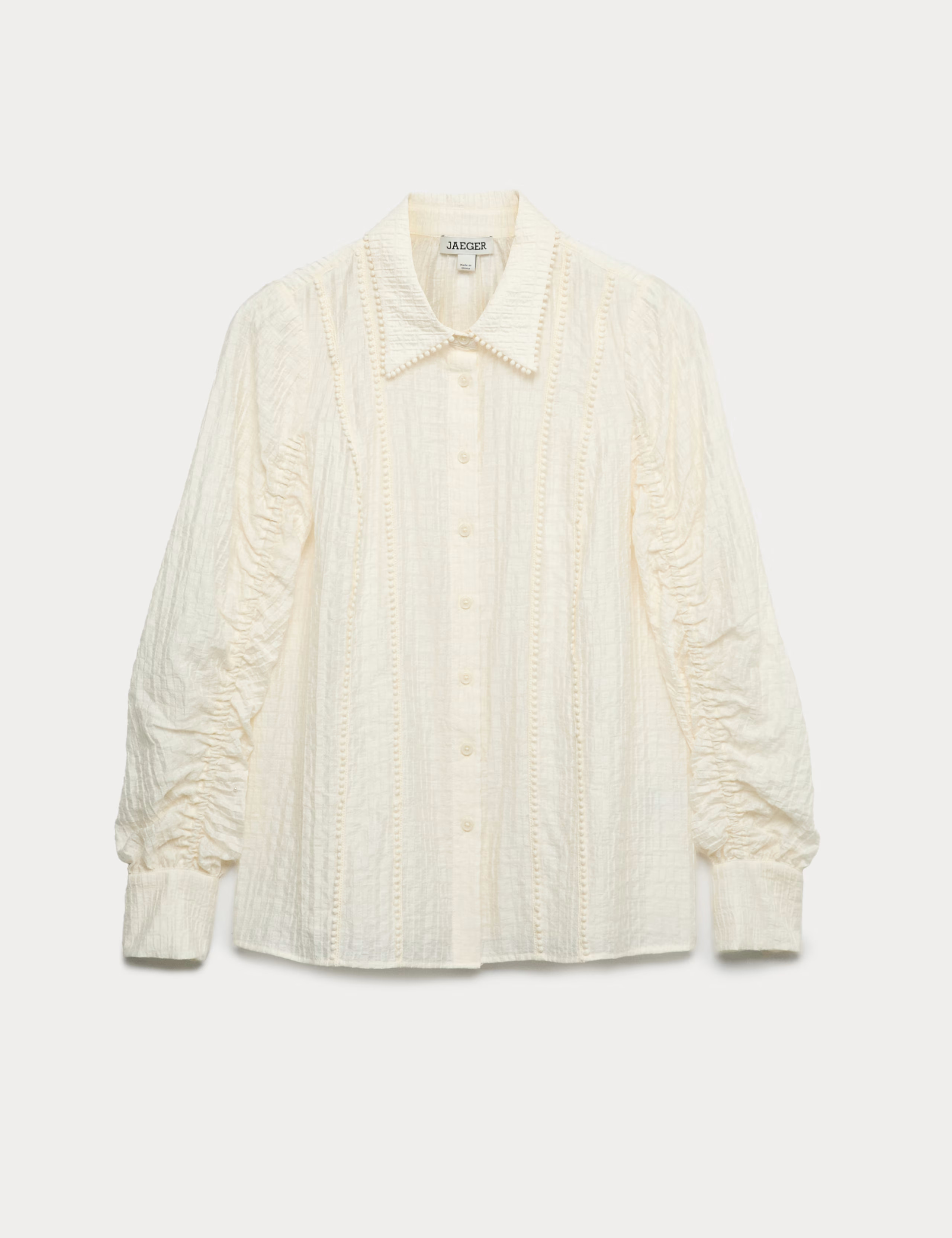 Textured Jacquard Collared Ruched Detail Blouse | JAEGER | M&S | Marks & Spencer (UK)