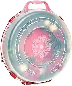 HOMZ 3 Pack Wreath Holder, Christmas Holiday Storage Container Box, 24.5 in, Red | Amazon (US)