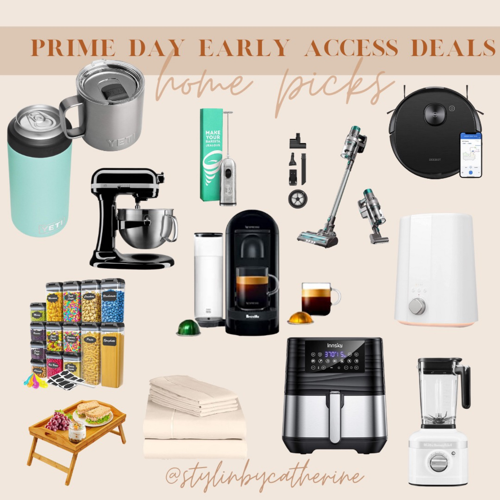 Amazon early access prime day deals. Home sale. Icemaker. Air fryer. Kitchen aid stand mixer. Smart devices. Home smart devices. Vacuum. Robotic vaccum. Cordless vaccum. Vitamix blender. Kitchen aid blender. Yeti mug. Yeti rambler. Nespresso VertuoPlus. Nespresso coffee machine. Bamboo sheets. Food storage containers. Milk frother. Humidifier. Bambo bed tray.

#LTKsalealert #LTKunder50 #LTKhome
