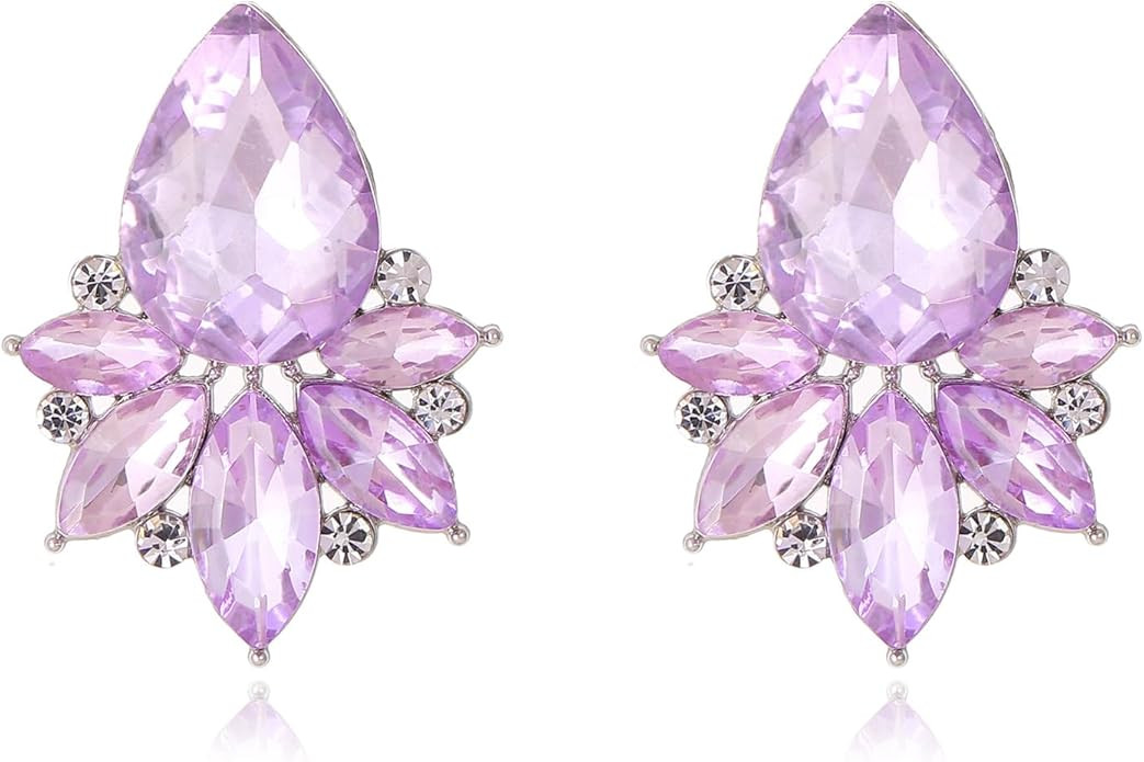 Vintage Rhinestone Earrings Fancy Crystal Cluster Drop Earrings Art Deco Earrings for Women | Amazon (US)