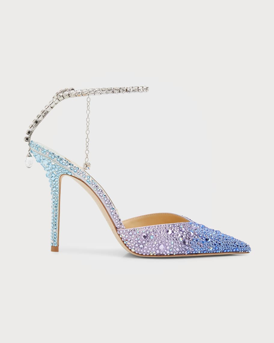 Jimmy Choo Saeda Ombre Crystal Ankle-Strap Pumps | Neiman Marcus