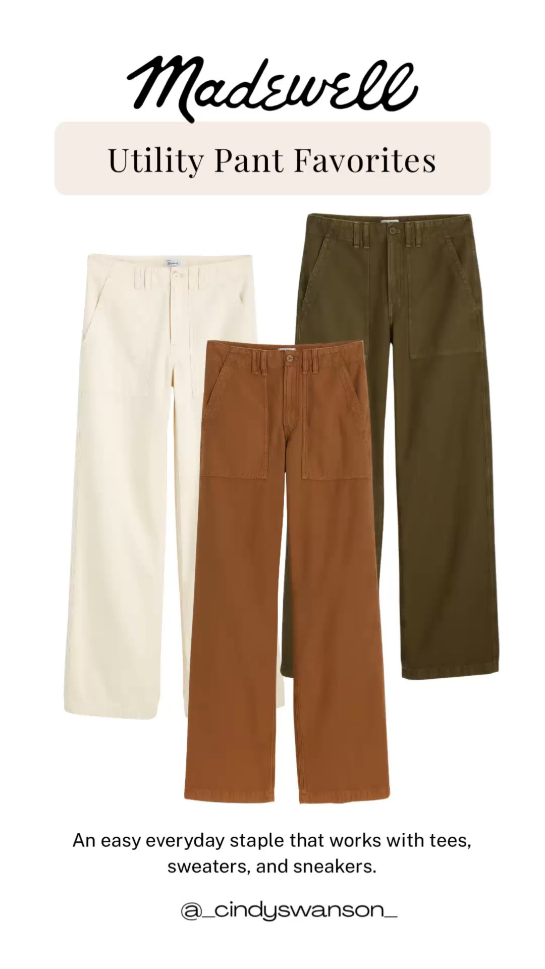 These Madewell utility pants are an easy everyday staple, especially in these beautiful neutral shades. The wide-leg shape and patch pockets give them a relaxed, polished feel, and they’re easy to wear with everything from simple tees to sweaters and sneakers.

💡 LTK MADE EASY
❤️ Heart = Support my posts!
🔖 Save = Get sale & restock alerts
📋 Lists = Keep favorites organized
📲 Share = Send lists and products to a friend. Hello, Christmas List!
💬 Comment = Ask me anything about what I’m wearing.:-)

#LTKootd #LTKOver40 #LTKgrwm