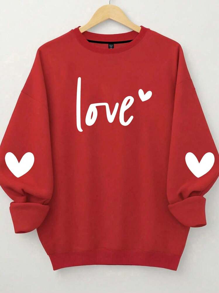 Emery Rose Love Heart Sweatshirt | SHEIN