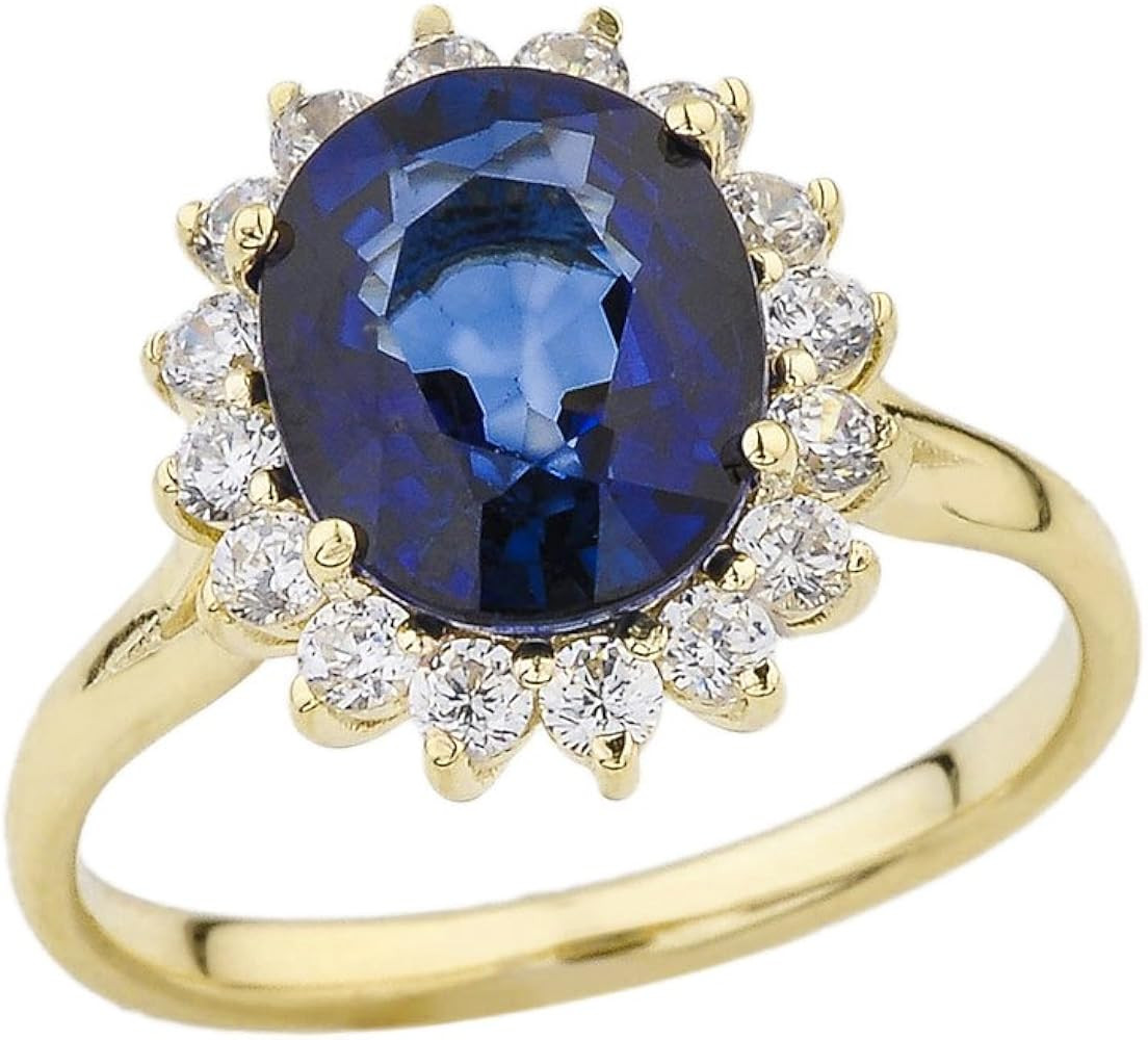 Elegant CZ Princess Diana Inspired Engagement Ring with September Birthstone in 14k Yellow Gold | Amazon (US)