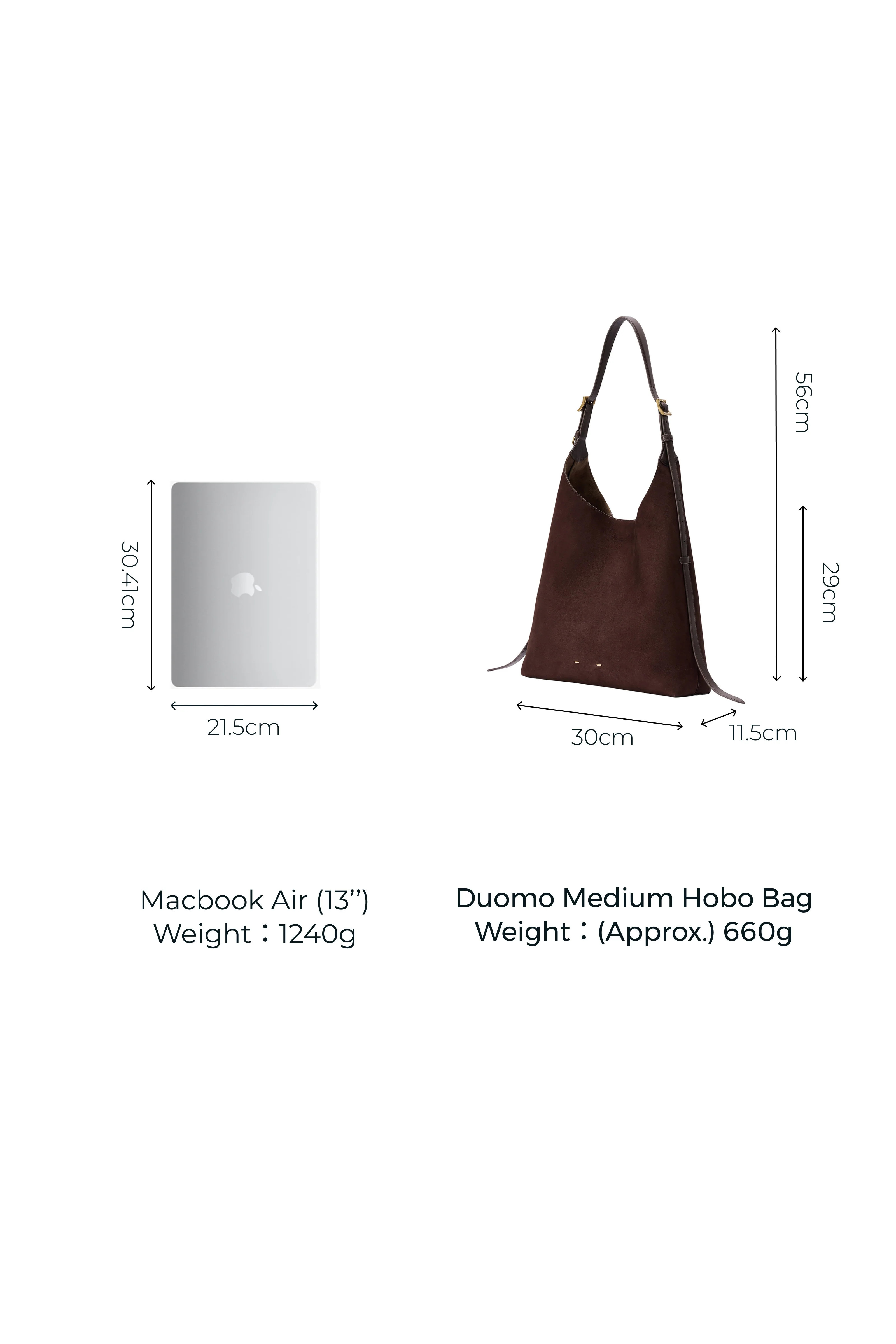Duomo Medium Hobo Bag in Top-Grain Nubuck Leather | Fabrique