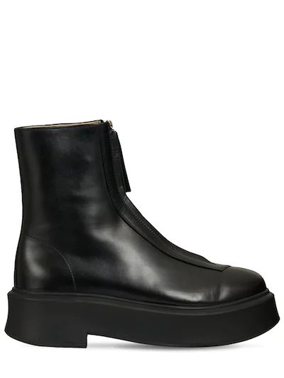 The Row - 50mm zipped leather ankle boots - Black | Luisaviaroma | Luisaviaroma