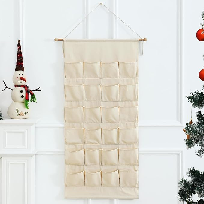 MONOBLANKS Fabric Christmas Advent Calendar with Pockets,Reusable Natural 24 Days Countdown Adven... | Amazon (US)