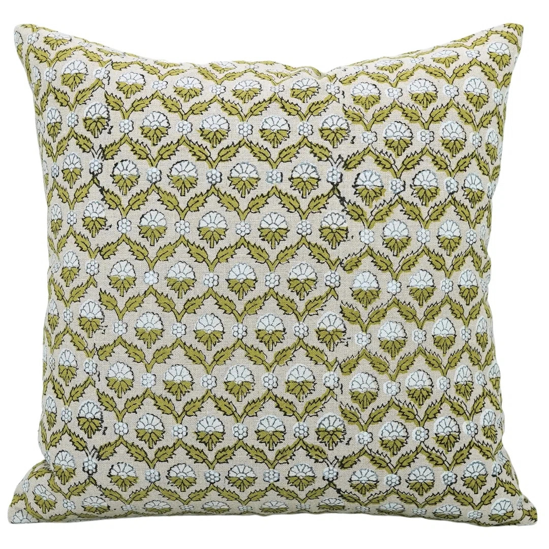 Fabdivine Boho Accent Pillow Cushioncase, Floral, Pure Cotton, (Shehnaaz, Green) | Wayfair North America