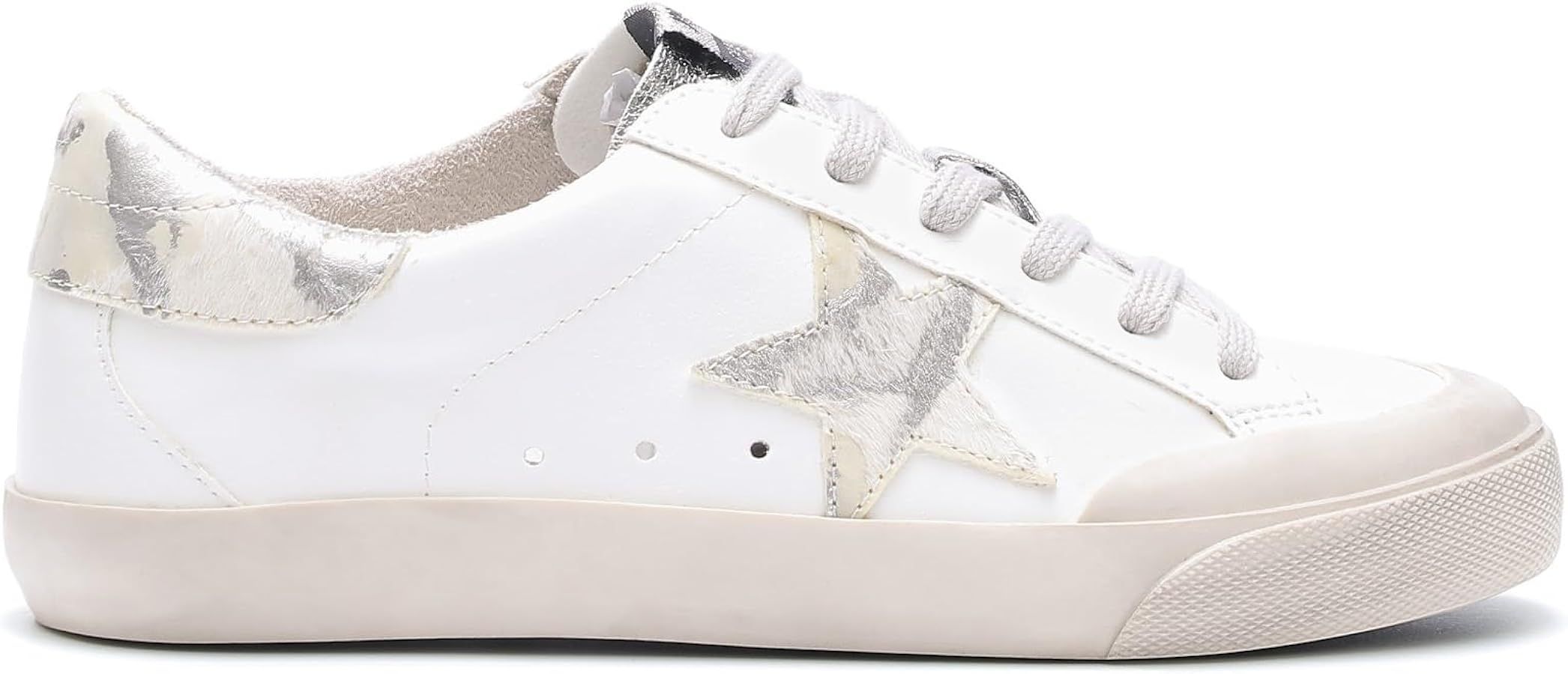 Mi.iM Sadie Rubber Sole Lace-up Leather Star Sneakers | Amazon (US)