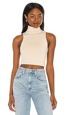 RE ONA Turtleneck Sleeveless Top in Ivory from Revolve.com | Revolve Clothing (Global)
