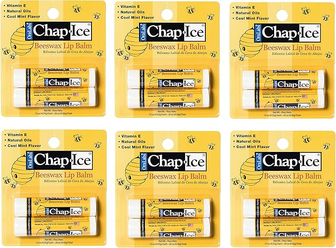 CHAP-ICE Lip Balm, with Peppermint, Beeswax, 12 Sticks | Amazon (US)