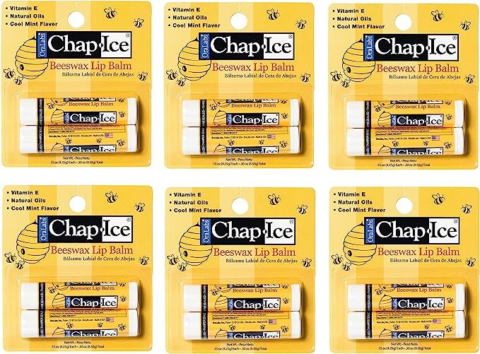 CHAP-ICE Lip Balm, with Peppermint, Beeswax, 12 Sticks | Amazon (US)