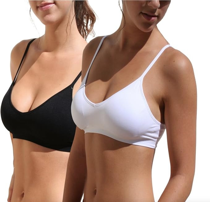 Blue 55 Women's Bralette Wireless Padded Bra Top Sexy Everyday Basic Deep V-Neck | Amazon (US)