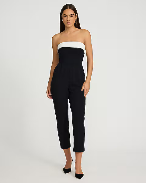 Strapless Fold Over Tapered Leg Jumpsuit | Express