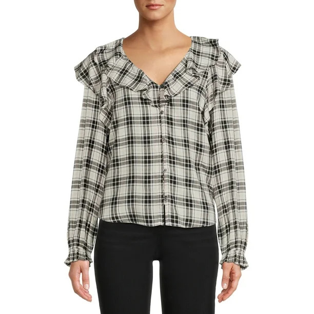 Time and Tru Women's Ruffle Blouse | Walmart (US)