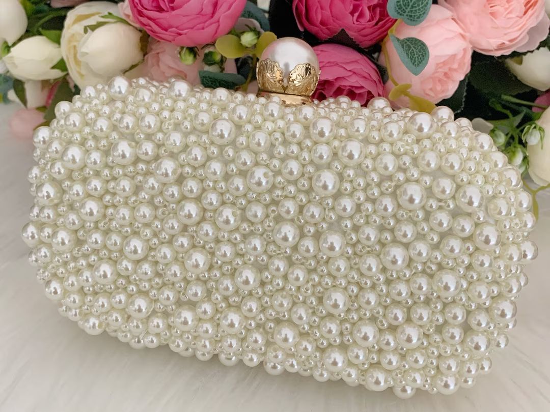 Pearl Clutch Bag Pearl Evening Bag Bridal Clutch With - Etsy | Etsy (US)