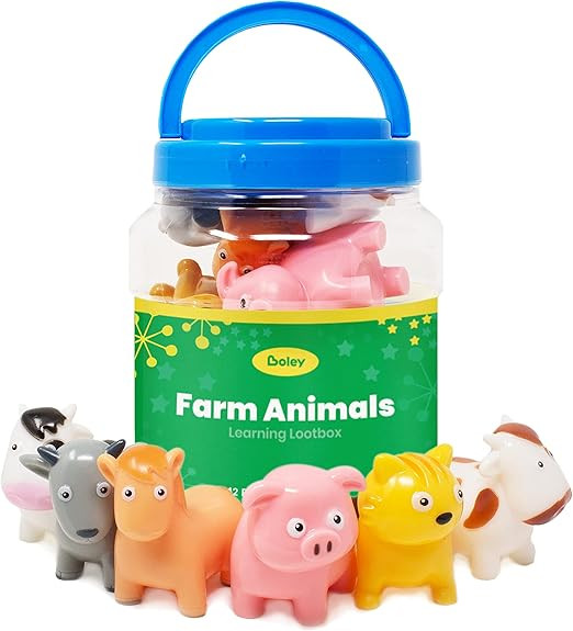 BOLEY Farm Animals Bath Toys Bucket - Includes 12 Colorful Fun Mold Free Bathtub Toys & Pool Toys... | Amazon (US)