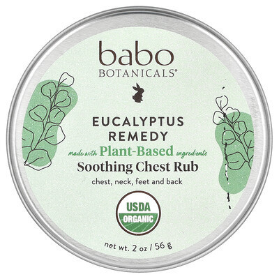 Babo Botanicals, Eucalyptus Remedy, Smoothing Chest Rub, 2 oz (56 g) | iHerb