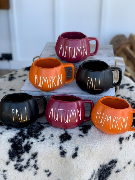 Rae Dunn Pumpkin Shaped Autumn Mug. LARGE Burgundy . Fall  - Etsy | Etsy (US)