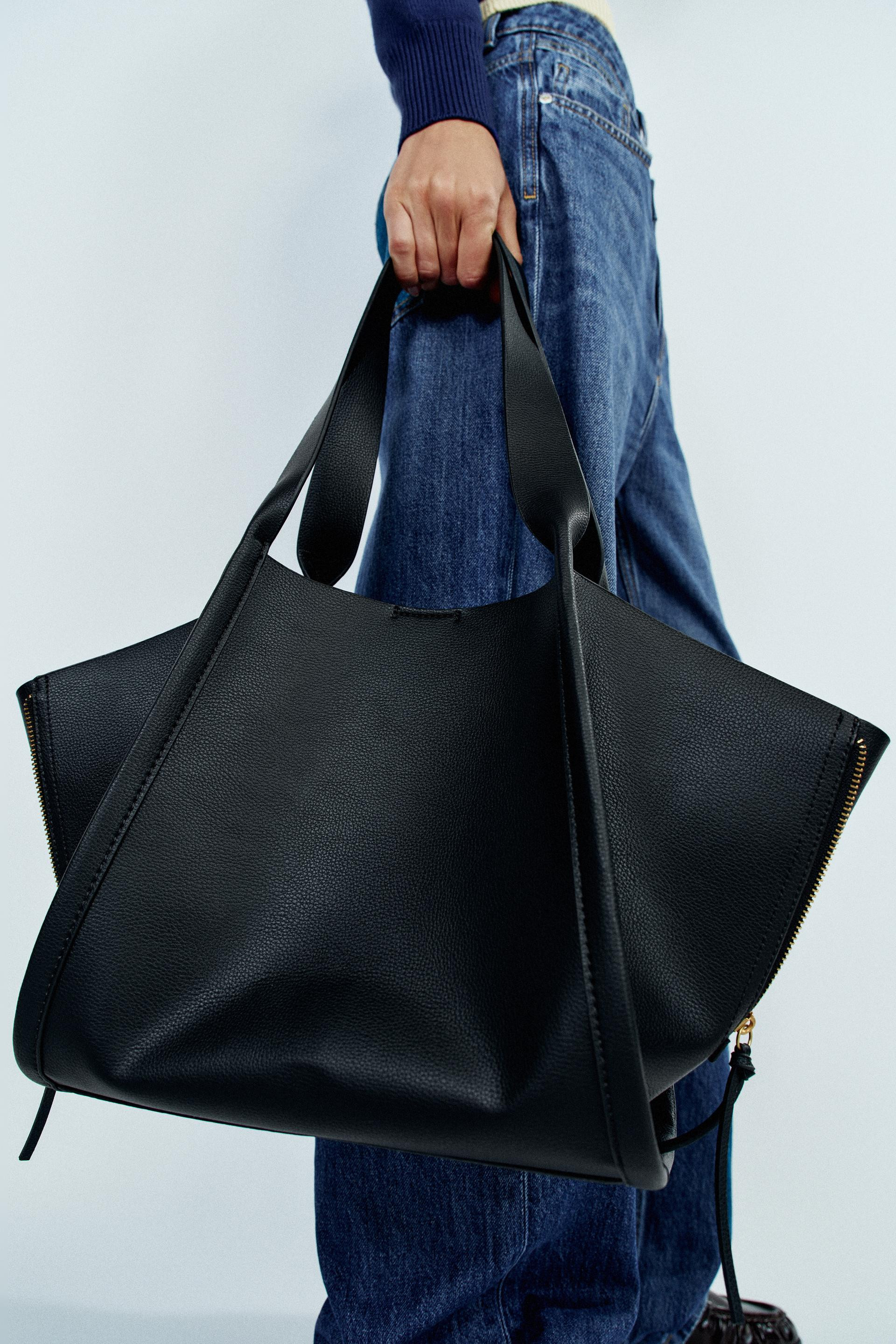 Zara - Zipper Detail Shopper Bag - Black - One Size Only - Woman | Zara US