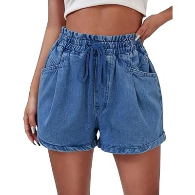 POTILI Jean Shorts for Women, Elastic Waist Denim Shorts for Casual Summer | Amazon (US)