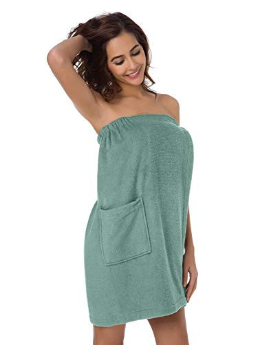SIORO Spa Towel Wraps for Women Wrap Towel Keen Length Bathrobes Tops with Adjustable Closure & Pockets | Amazon (US)