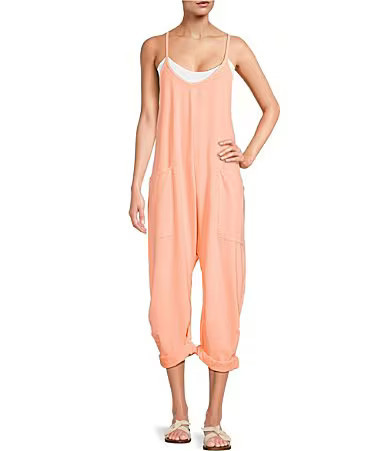 Free People FP Movement Sleeveless Scoop Neck Ankle Length Patch Pocket Hot Shot Onesie - L | Dillard's