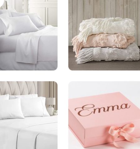 KING Size Sheets Set - 6 Piece Set Including 4 Pillowcases - Deep Pockets - Breathable, Soft Bed Sheets - Wrinkle Free - Machine Washable - White King Bed Sheets - 6 pc

Madison Park 100% Cotton Tufted Chenille Design With Fringe Tassel Luxury Elegant Chic Lightweight, Breathable Cover, Luxe Cottage Room Décor Summer Blanket, 50" x 60", Blush

King 6 Piece Sheet Set - Breathable & Cooling Bed Sheets - Hotel Luxury Bed Sheets for Women, Men, Kids & Teens - Comfy Bedding w/ Deep Pockets & Easy Fit - Soft & Wrinkle Free - King White Sheets

Luxury Personalized Gift box with Name on outside.





#LTKfindsunder50 #LTKhome #LTKsalealert