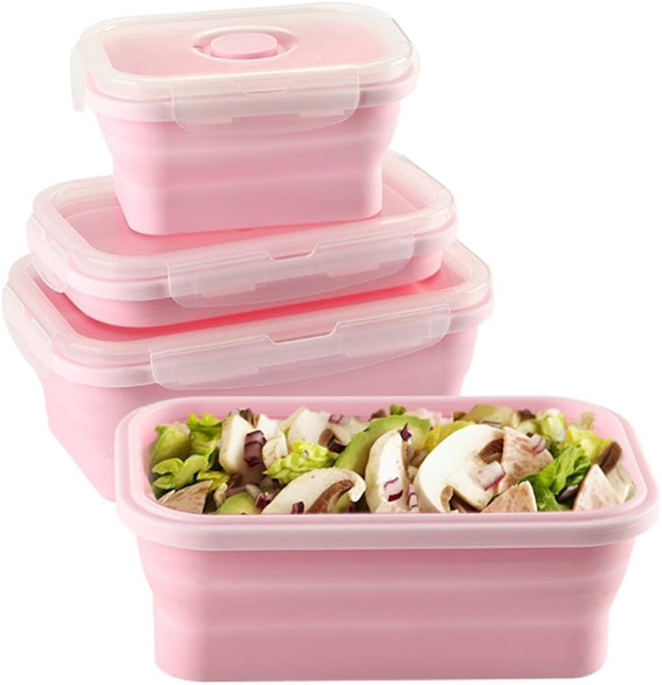 Keweis Silicone Lunch Box, Collapsible Folding Food Storage Container with Lids, Kitchen Microwav... | Amazon (US)