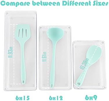 3 Pack Clear Plastic Drawer Organizer Tray Cutlery Utensil Makeups Drawer Organizers 12" X 6" | Amazon (US)