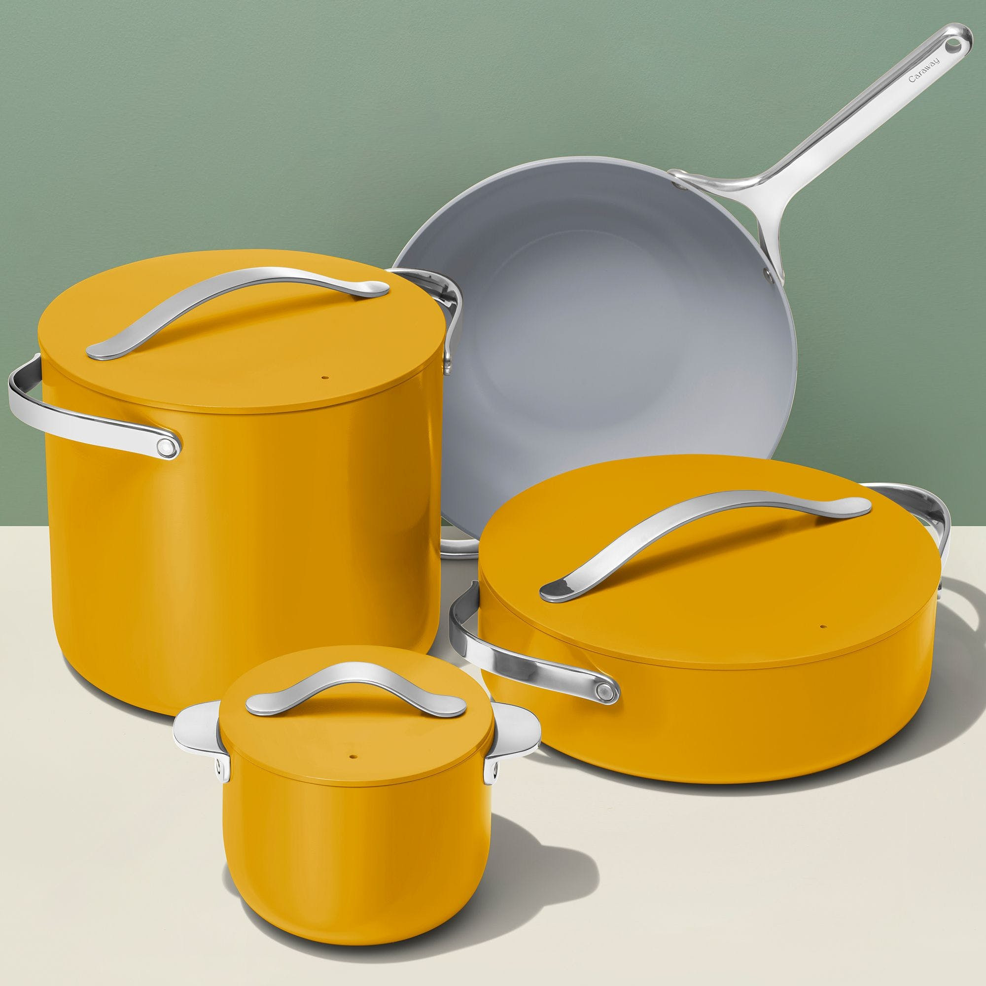 8 Piece Cookware Plus Set In Marigold | Non-Stick, Non-Toxic, PFAS-Free Ceramic Cookware | Induction-Compatible For Healthy Cooking | High, Anti-Splatter Walls | Caraway | Caraway