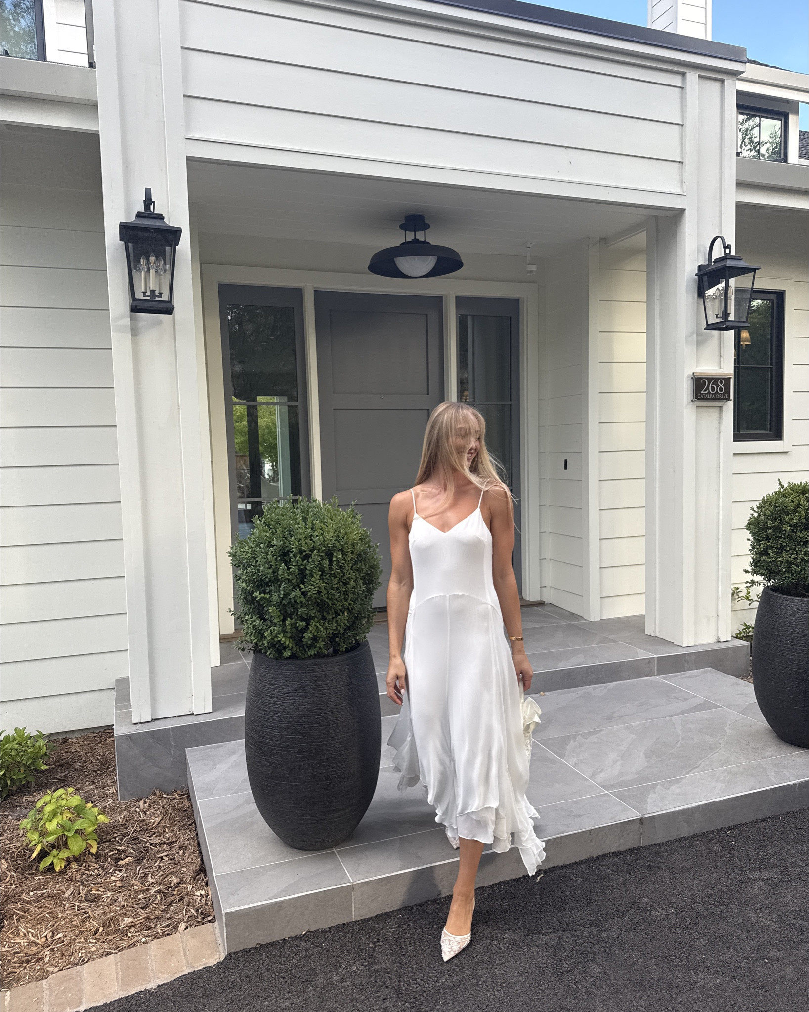 Wore this to family dinner the night before our engagement party 🤍